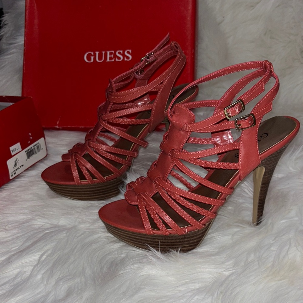GUESS Women's Strappy Coral Heels